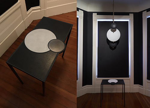 "Moon Table" &emsp; Ceramic and steel &emsp; 2020